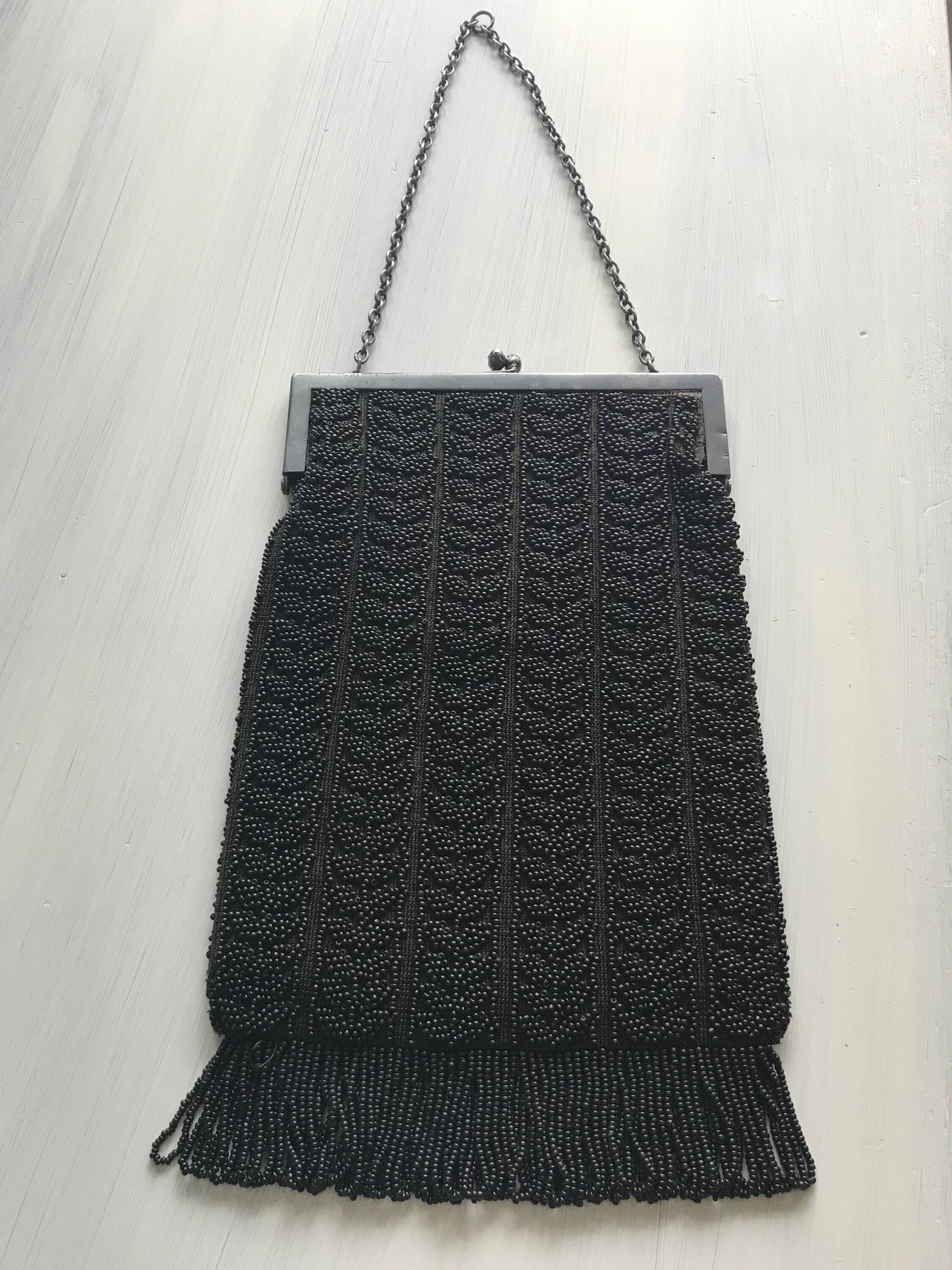 Vintage-Schwarz Perlen Handtasche Vintage-Schwarz Perlen Handtasche von TinkerbellsVignette