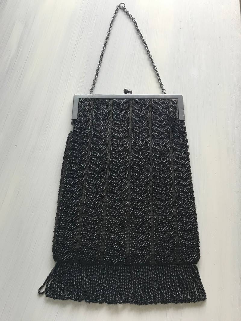 Vintage-Schwarz Perlen Handtasche Vintage-Schwarz Perlen Handtasche von TinkerbellsVignette