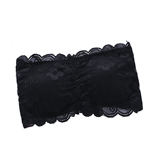 Tinksky Damen Lace Bandeau Tube BH Top Futter Tube Crop trägerlosen Nahtlose Stretchy Bandeau Top (schwarz) von Tinksky