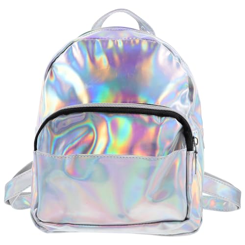 Tinksky Women Laser Hologram Shoulder Bag School Backpack Rucksack Beiläufiger Mini Holographic G for Playing Room (Silver) von Tinksky