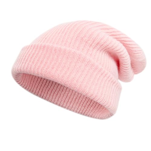 Tinncana 100% Merinowolle Doppelseitige Beanie für Männer und Frauen, Ultradicke weiche warme Winter-Schädel-Mützen (Rosa) von Tinncana