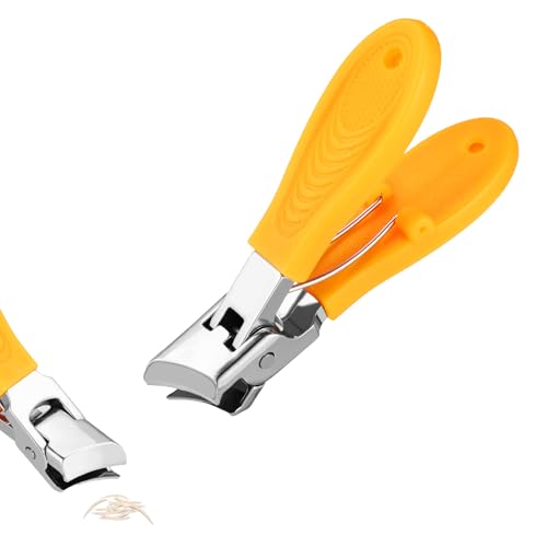 Nagelknipser mit Breiter Öffnung, 7,8 x 1,9 cm Spritzwassergeschützter Abgewinkelter Nagelknipser Fingernagelzange mit Breiter Backenöffnung Zehennagelschneider für Männer Frauen (Orange) von Tinoaly