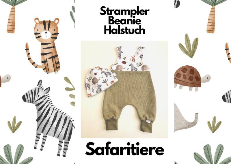 Safaritiere - Baby Strampler Kurz/Lang Beanie Halstuch Aus Jersey + Waffeljersey Für Babys & Kinder Safaritiere - Baby Strampler Kurz/Lang Beanie Halstuch Aus Jersey + Waffeljersey Für Babys & Kinder von TinoundLeo