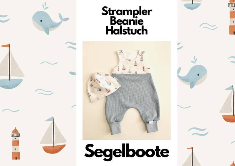 Segelboote - Baby Strampler Kurz/Lang Beanie Halstuch Aus Jersey + Waffeljersey Für Babys & Kinder Segelboote - Baby Strampler Kurz/Lang Beanie Halstuch Aus Jersey + Waffeljersey Für Babys & Kinder von TinoundLeo