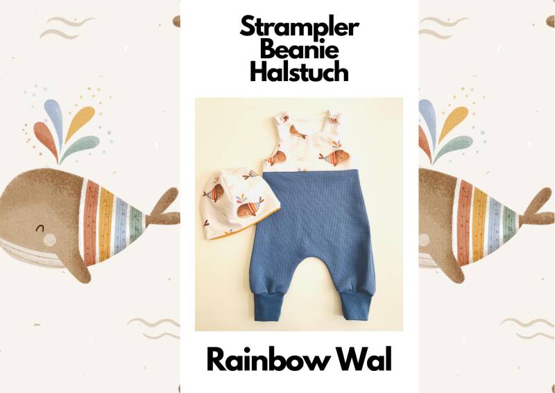 Wale Regenbogen - Baby Strampler Kurz/Lang Beanie Halstuch Aus Jersey + Waffeljersey Für Babys & Kinder Wale Regenbogen - Baby Strampler Kurz/Lang Beanie Halstuch Aus Jersey + Waffeljersey Für Babys & Kinder von TinoundLeo