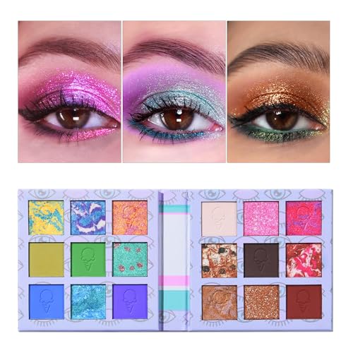 TINTARK Eyes Cream Lidschatten Palette, Glitzer Lidschatten Bunt Schminke Braun Rosa Blau Lila Naked Creme Nudetöne Augen Make-up Paletten Glitter Matte Eyeshadow Make up von Tintark