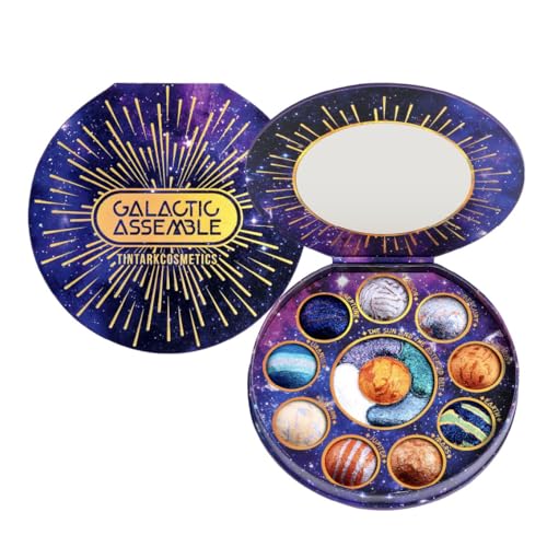 TINTARK Galactic Assemble Lidschatten Palette 14 Colors, Glitzer Metallish Eyeshadow, Grün Blau Lila Braun Naked Creme Make-up Paletten, Galaxy Schminke Create Space-like Eye Looks, Vegan & Talc Free von Tintark
