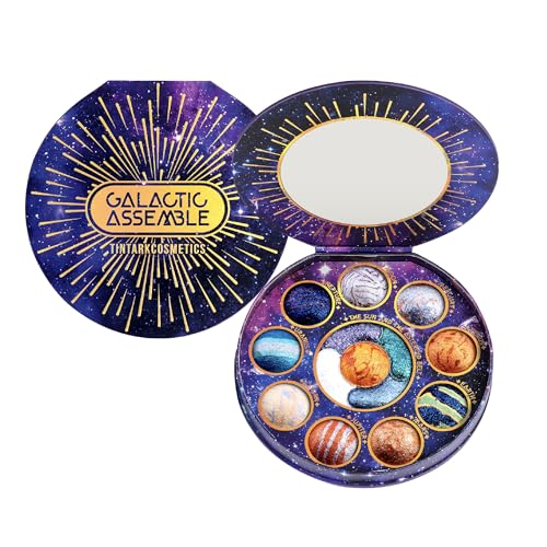 TINTARK Galactic Assemble Lidschatten Palette 14 Colors, Glitzer Metallish Eyeshadow, Grün Blau Lila Braun Naked Creme Make-up Paletten, Galaxy Schminke Create Space-like Eye Looks, Vegan & Talc Free von Tintark