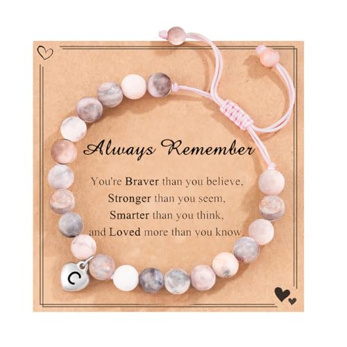 Tinuos Verstellbares Naturstein-Armband für Teenager-Mädchen – trendige Sachen und niedliche Freundschafts-Buchstaben-Armband, Schmuck-Geschenke, Adjustable, Stein, Stein von Tinuos