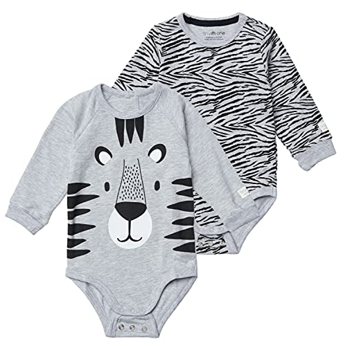 Tiny One Baby Body Langarm im 2er Set Mädchen und Jungen | Print | Biologische Baumwolle | GOTS | 0-18 Monate, Farbe:Tiger - 2er Set, Größe:80 | 9-12 Monate von Tiny One