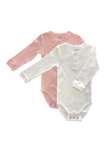 Tiny One Baby Body Langarm im 2er Set | Unisex | Basic | Bio Baumwolle | GOTS | 0-18 Monate (Creme Weiẞ/Peach, 68) von Tiny One