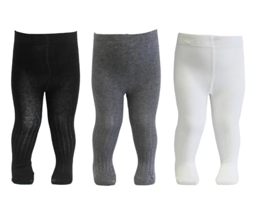 Tiny One Strumpfhose Baby Mädchen & Jungen 86 Kinder | Allergenfrei, Hergestellt aus Weichster Bio Baumwolle | Set 3x Elastische Babystrumpfhosen mit Rutschfest Bund | Langlebige & Bequem Tights von Tiny One