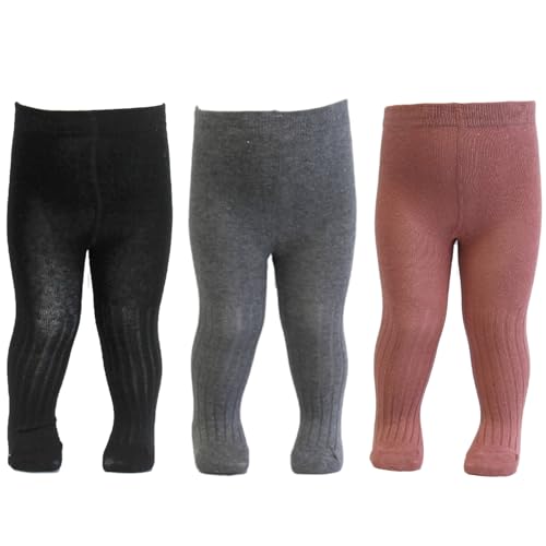 Tiny One Strumpfhose Baby-Mädchen 50/56 Kinder | Allergenfrei, Hergestellt aus Weichster Bio Baumwolle | Set 3x Elastische Babystrumpfhosen mit Rutschfest Bund | Langlebige & Bequem Tights von Tiny One