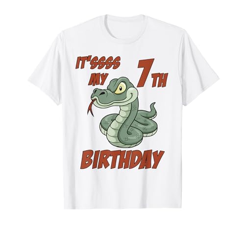 Kinder 7. Geburtstag Schlange T-Shirt für 7 Jahre alte Jungen / Mädchen T-Shirt von Tiny & Totts Co.