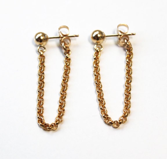 Kugel Und Kette Ohrringe 14K Gold Fill Kugel Und Kette Ohrringe 14K Gold Fill von TinyArmour