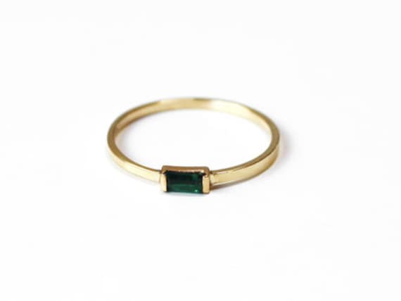Smaragd Baguette Ring | 14K Gelb - Oder Weissgold Smaragd Baguette Ring | 14K Gelb - Oder Weissgold von TinyArmour