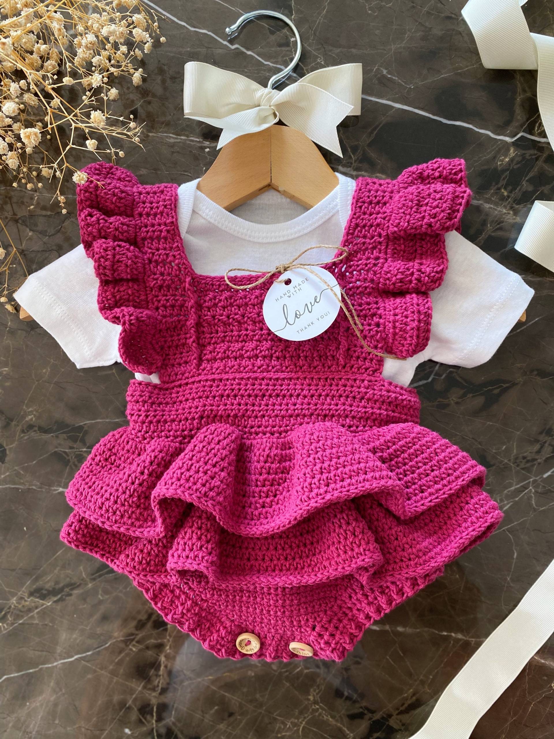 Baby Mädchen Strampler, Sommer Outfit, Rüschen Häkeln Strampler von TinyBabyCollections