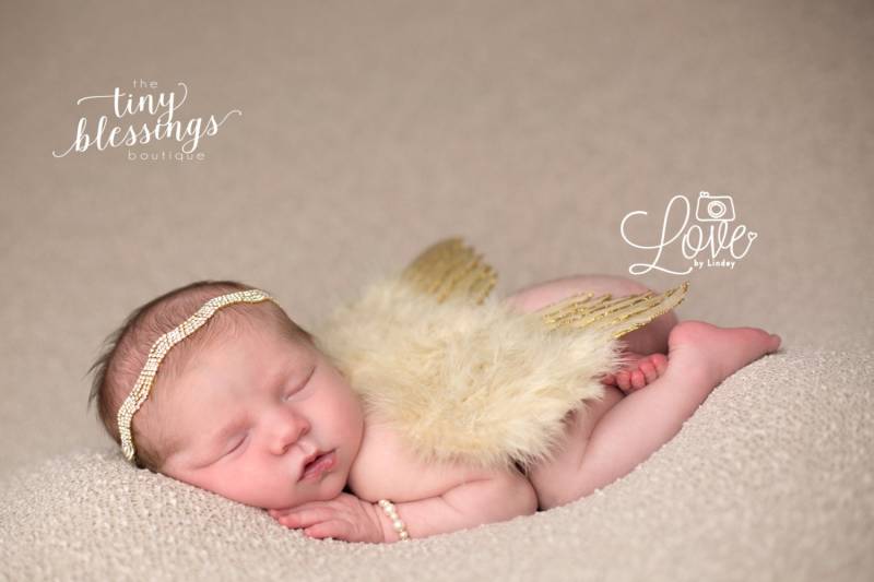 Gold Baby Flügel Set/Engel Strass Stirnband Newborn Photo Prop Neugeborenen Kostüm von TinyBlessingsBoutiqu