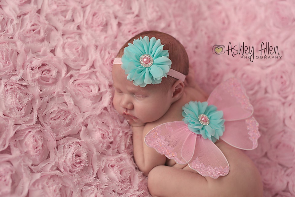 Rosa Und Aqua Schmetterlingsflügel Stirnband Set, Neugeborenen Flügel, Baby Flügel Prop, Prop Rosa Und Aqua Schmetterlingsflügel Stirnband Set, Neugeborenen Flügel, Baby Flügel Prop, Prop von TinyBlessingsBoutiqu