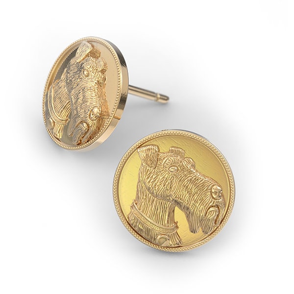 Airedale Terrier Disk Ohrstecker Entworfen Von Tinybling in Sterling Silber Oder 14K Gold Airedale Terrier Disk Ohrstecker Entworfen Von Tinybling in Sterling Silber Oder 14K Gold von TinyBling