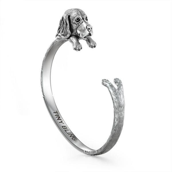 Basset Hound Cuddle Manschette Armband in Sterling Silber von TinyBling