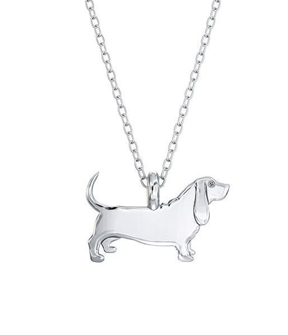 Basset Hound Mini Pups Diamant Halskette Charm Anhänger in Sterling Silber Oder Gold von TinyBling