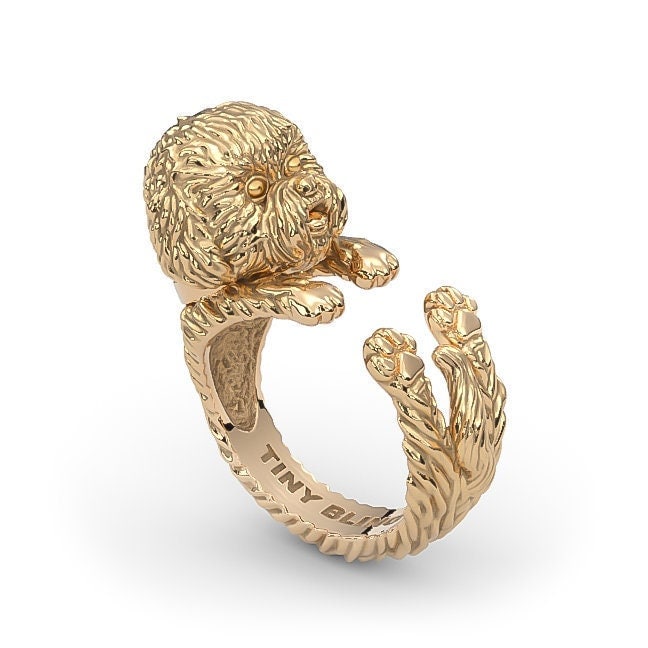 Bichon Cuddle Ring Handgemacht in Sterling Silber, 14K Gelb, Weiss Oder Rose Gold Und Platin von TinyBling