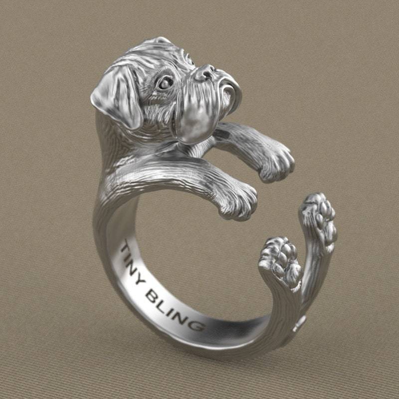 Boxer Hunde Schmuck Ring in Sterling Silber Handgemacht Von Tiny Bling Für Alle Und Liebhaber von TinyBling