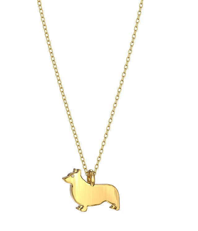 Corgis Diamant 14K Gelbgold Oder Sterling Silber Anhänger Charm Halskette Von Tiny Bling Corgis Diamant 14K Gelbgold Oder Sterling Silber Anhänger Charm Halskette Von Tiny Bling von TinyBling