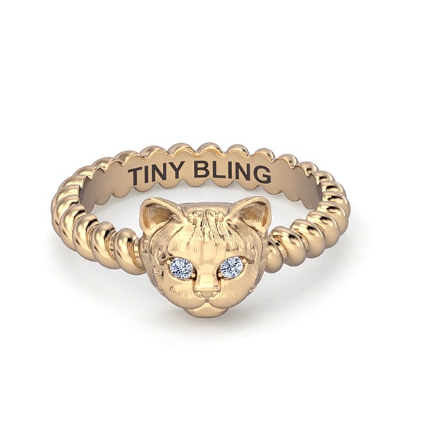 Diamant Katzenrasse Gedrehter Drahtseil Ring in Sterling Silber Oder 585Er Gold von TinyBling