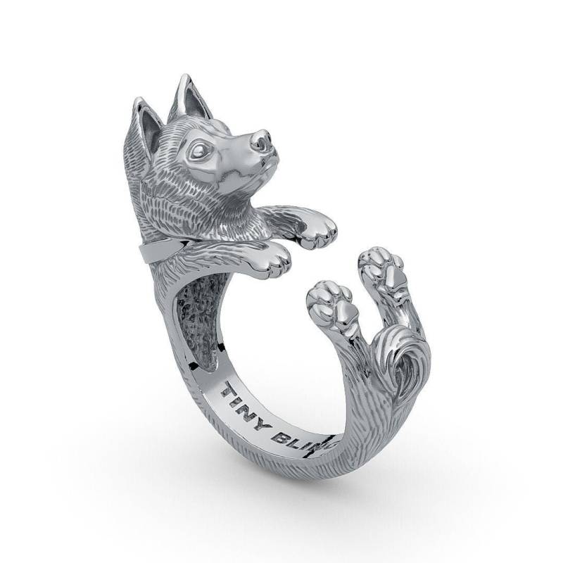 Handgemachte Siberian Husky Cuddle Ring in Sterling Silber. Großartig Für Alle Hunde-, Welpen - Und Haustierliebhaber Handgemachte Siberian Husky Cuddle Ring in Sterling Silber. Großartig Für Alle Hunde-, Welpen - Und Haustierliebhaber von TinyBling