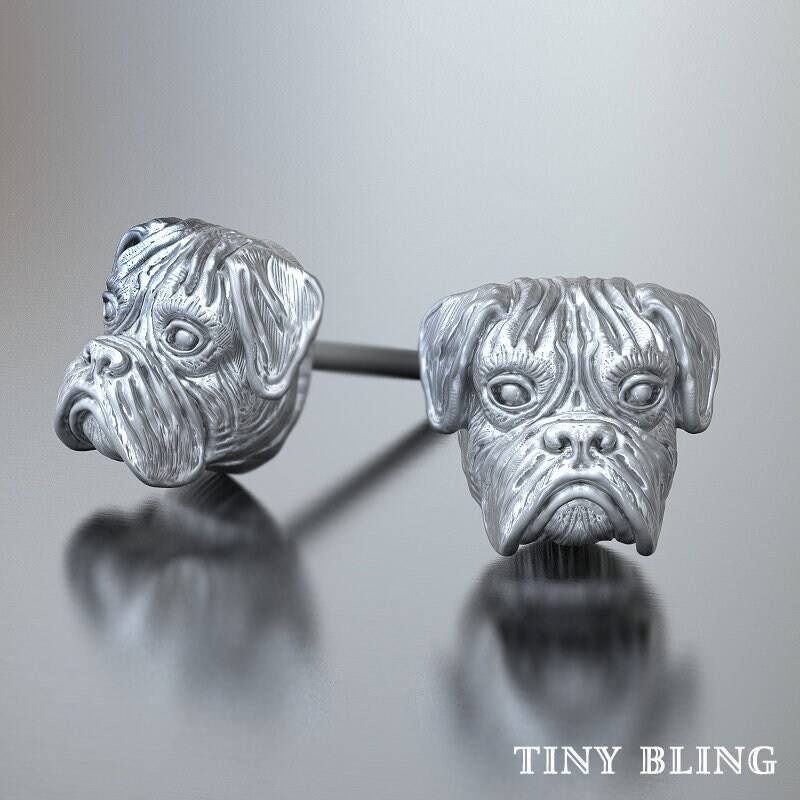 Handgemachte Silber Boxer Breed Ohrstecker in Oxidiertem Sterlingsilber Für Alle Hunde-, Welpen - Und Haustierliebhaber Handgemachte Silber Boxer Breed Ohrstecker in Oxidiertem Sterlingsilber Für Alle Hunde-, Welpen - Und Haustierliebhaber von TinyBling