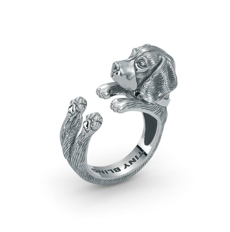 Handgemachter American English Coonhound Kuschelring - Sterling Silber 14K Gold Handgemachter American English Coonhound Kuschelring - Sterling Silber 14K Gold von TinyBling