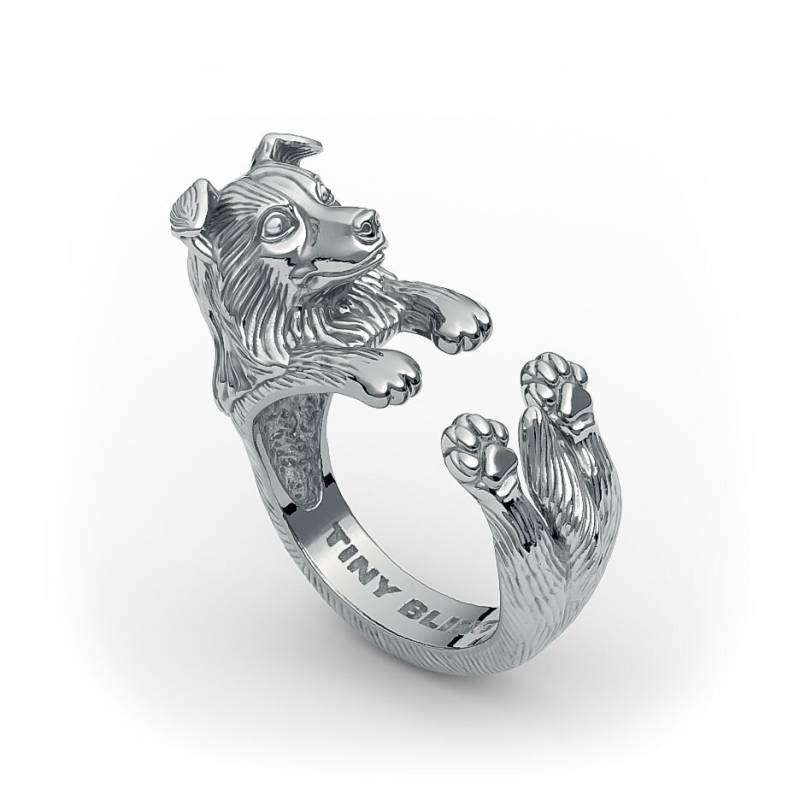 Handgemachter Border Collie Kuschelring in Sterling Silber Oder 14K Gold Für Alle Tierliebhaber von TinyBling