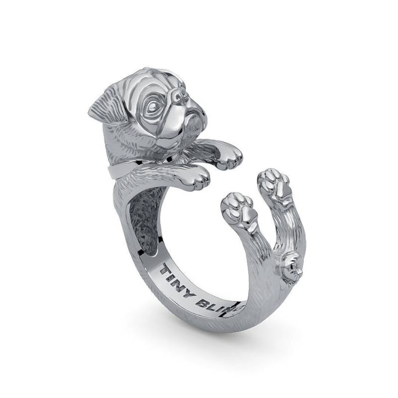 Mops Cuddle Wrap Ring in Sterling Silber Oder 14 K Gold Von Tinybling Schmuck Für Alle Tierliebhaber von TinyBling