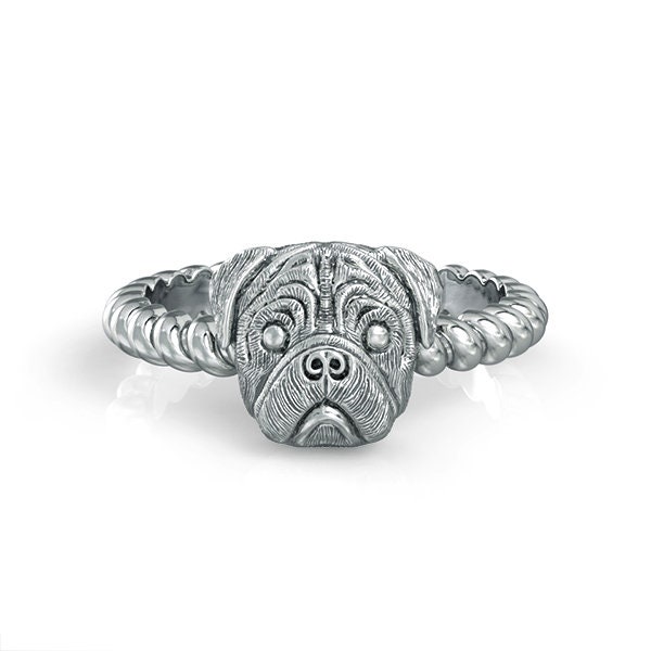 Mops Rasse Schmuck Gedrehter Drahtseil Ring von TinyBling