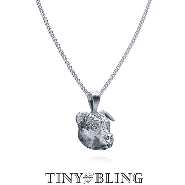 Pit Bull Gesicht Halskette Aus Sterling Silber Und Handgefertigt Von Tinybling Schmuck von TinyBling