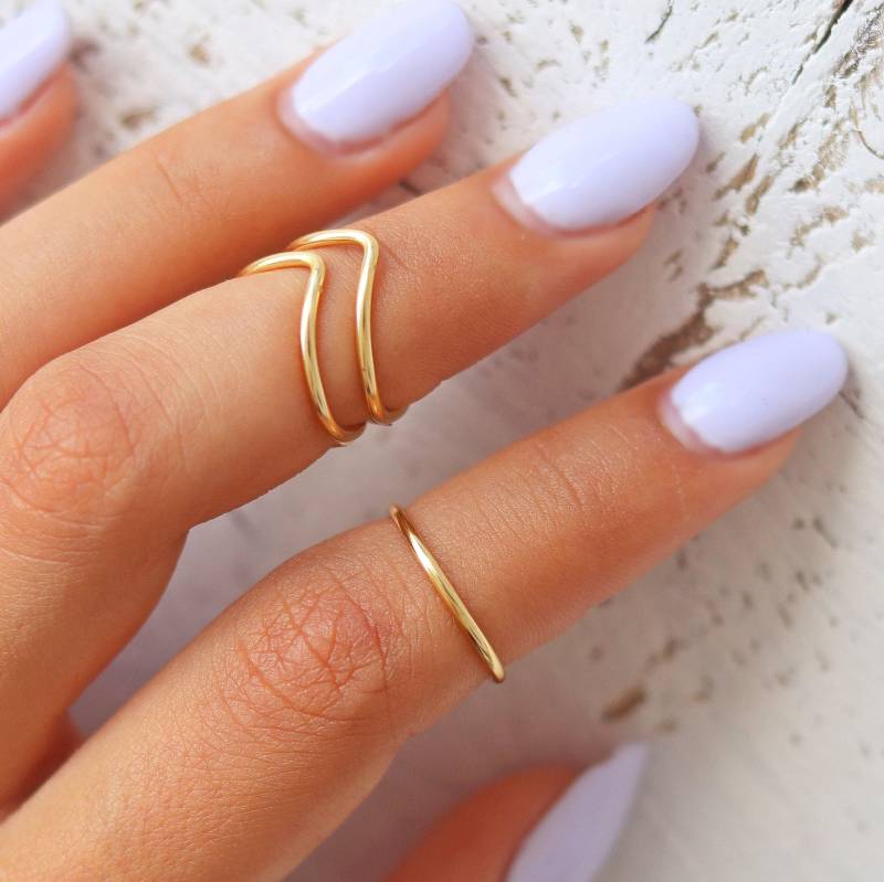 3 Midi Ring - Silber Knöchel Obere Ringe Midiring Stapelringe Set Von Stapelringen von TinyBoxJewelry