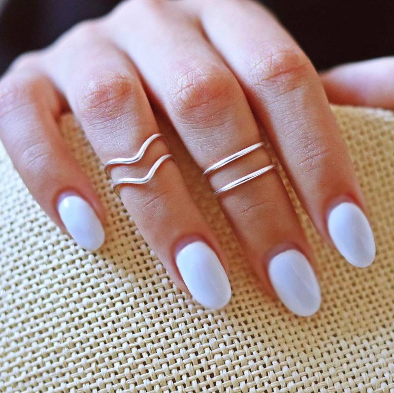 4 Chevron Knuckle Ring - Silber Verstellbarer Stapelring Oberer Knöchelring 4Er Set Midi von TinyBoxJewelry