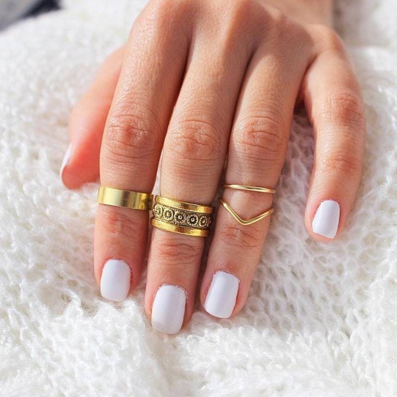 4 Gold Knuckle Ring Set, Oberhalb Der Knöchel Ringe, Stapeln Midi Ring, Mid Goldring, Stapelringe, Einfache Ringe von TinyBoxJewelry
