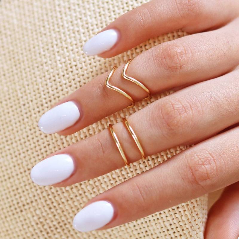 4 Gold Knuckle Ring Set, Oberhalb Der Knöchel Ringe, Stapeln Midi Ring, Mid Goldring, Stapelringe, Einfache Ringe von TinyBoxJewelry