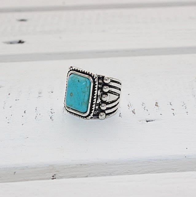 Big Bold Statement Ring, Türkis Boho Weihnachtsgeschenk, Übergroßer Native Schmuck, Dezember Birthstone Ring von TinyBoxJewelry