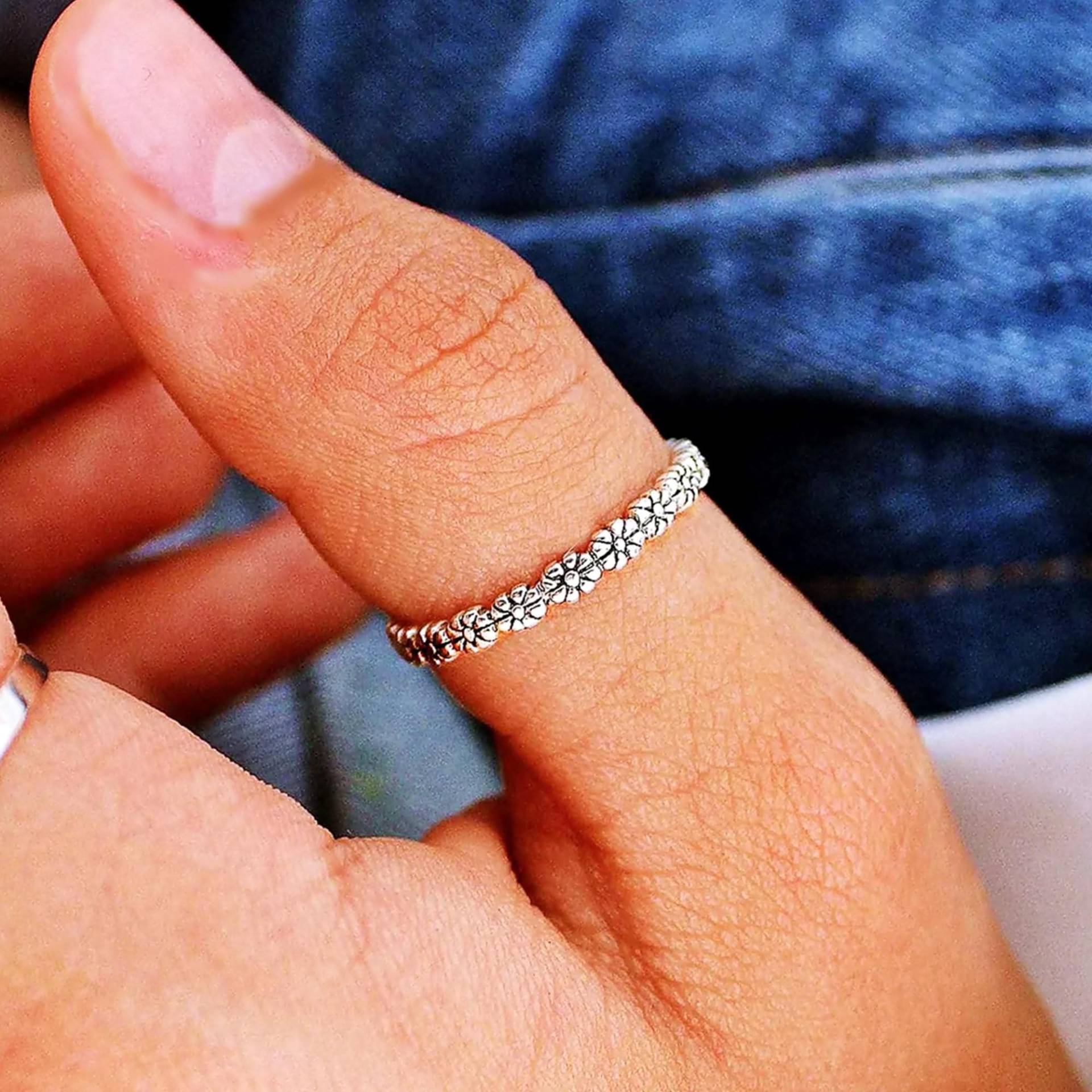 Daisy Daumenring, Sterling Silber Ring, Boho Daumen Ringe Für Frauen, Daumenring von TinyBoxJewelry