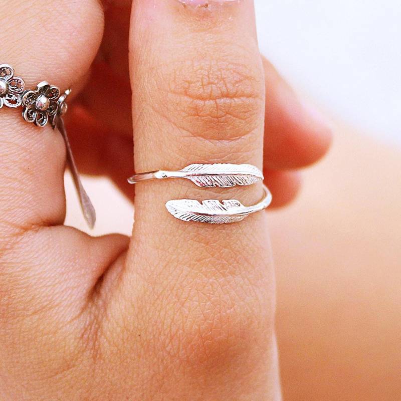 Feder Daumen Ring, Statement Federn Boho Ring von TinyBoxJewelry