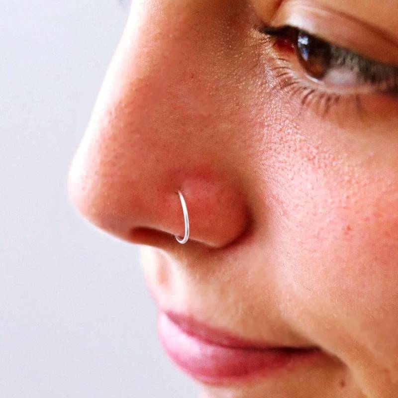 Gefälschte Nasenring in Sterling Silber Gold Oder Rose Vermeil, Fake Septum Ring von TinyBoxJewelry