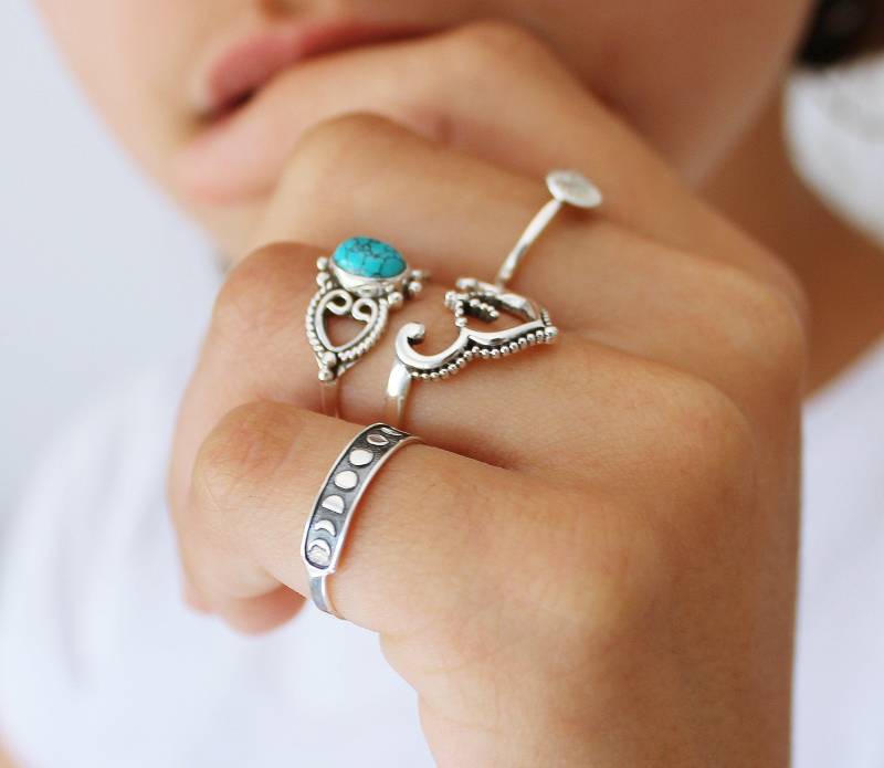 Mond Pinky Ring, Sterling Silber Boho Pinky Ringe Für Frauen von TinyBoxJewelry
