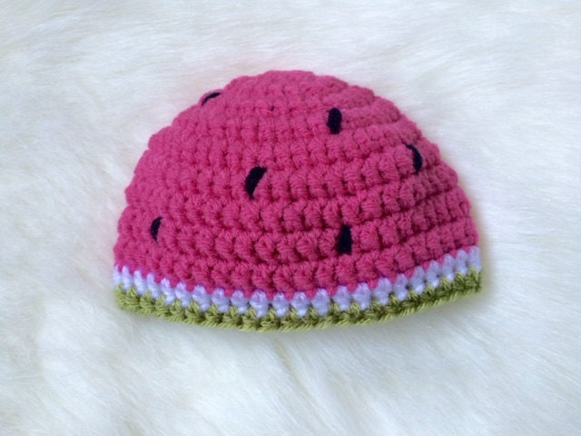 Wassermelone Rosa Grüne Hut Baby Neugeborene Häkeln von TinyIslandHandmade