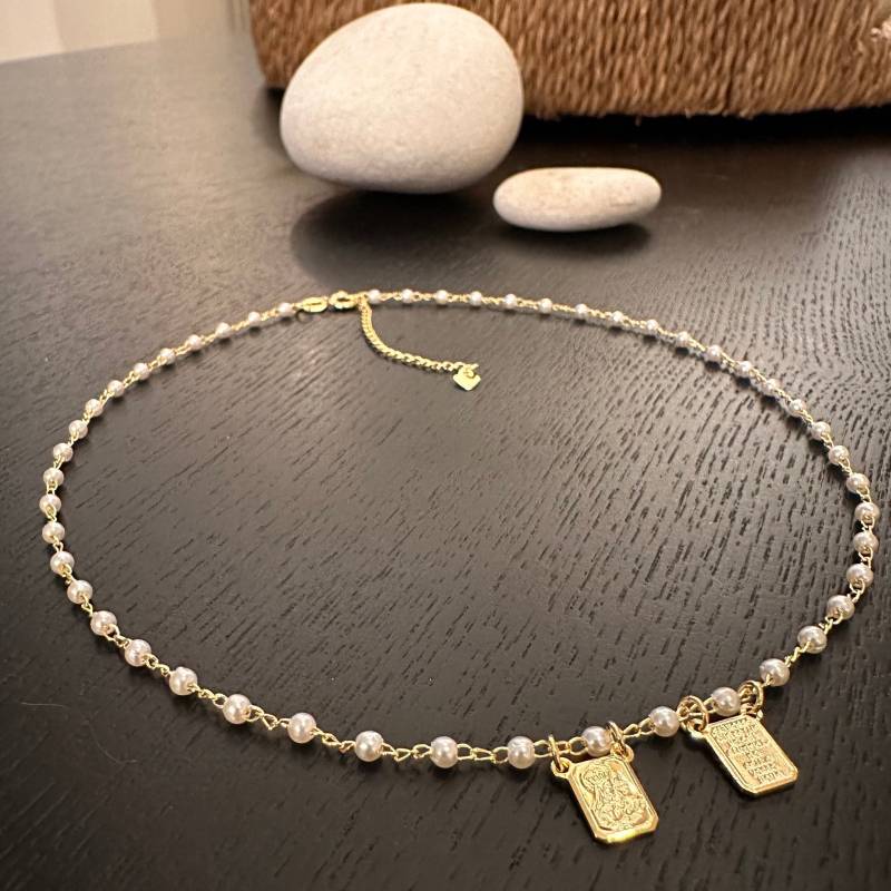 Christliche Weihnachtsgeschenk-Idee Handgemachte Vergoldete Skapulier-Halskette - Jungfrau Maria, Perlenkette, Escapulario Christliche Weihnachtsgeschenk-Idee Handgemachte Vergoldete Skapulier-Halskette - Jungfrau Maria, Perlenkette, Escapulario von TinyJesusShop