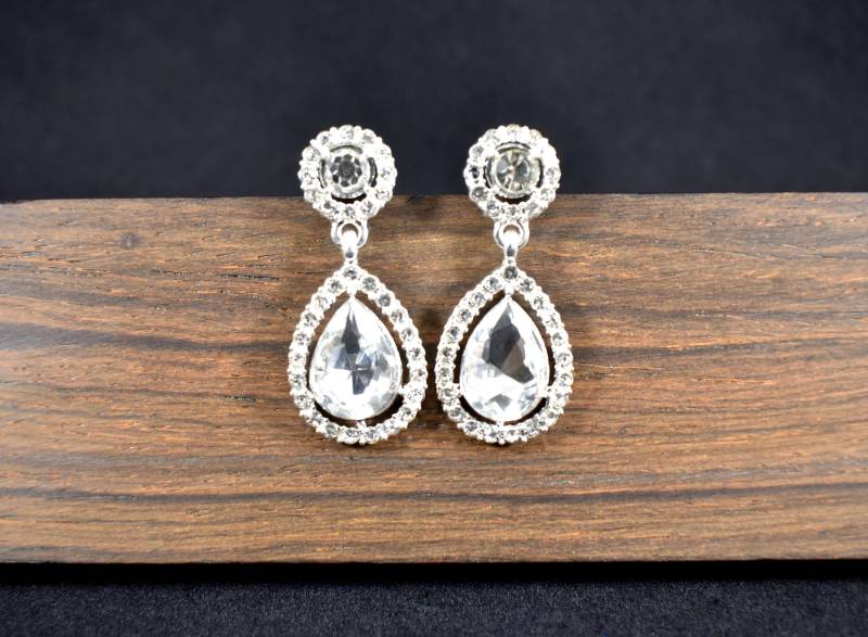 Tropfenförmige Strass Plugs Silber & Klar | 4G, 2G, 0G von TinyLittleFunBits