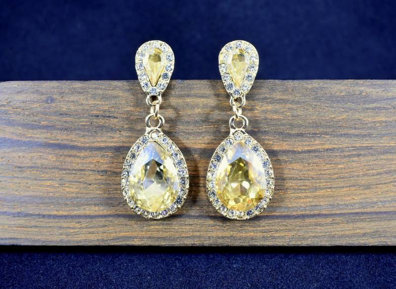 Tropfen Strass Plugs Gelbgold | 4G, 2G, 0G von TinyLittleFunBits